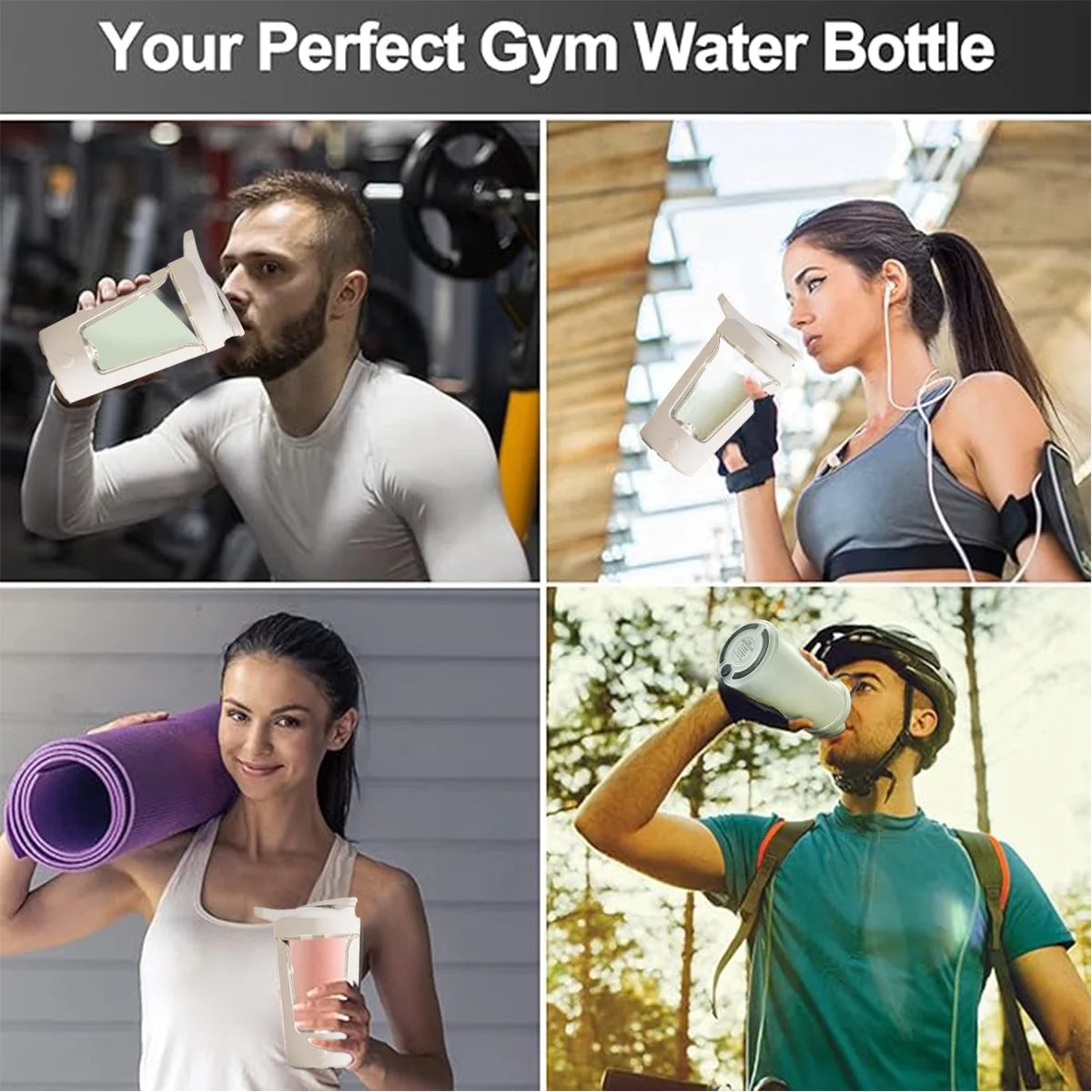 Electric Shaker Bottle for Protein ,Rechargeable Drink Mixer Cup for Coffee Milk Mixing,White