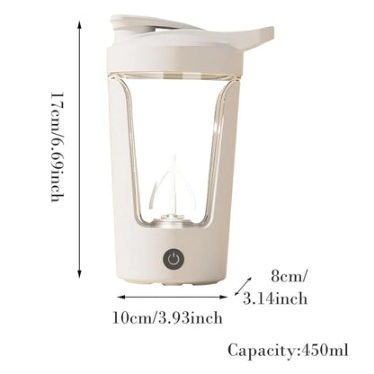 Electric Shaker Bottle for Protein ,Rechargeable Drink Mixer Cup for Coffee Milk Mixing,White