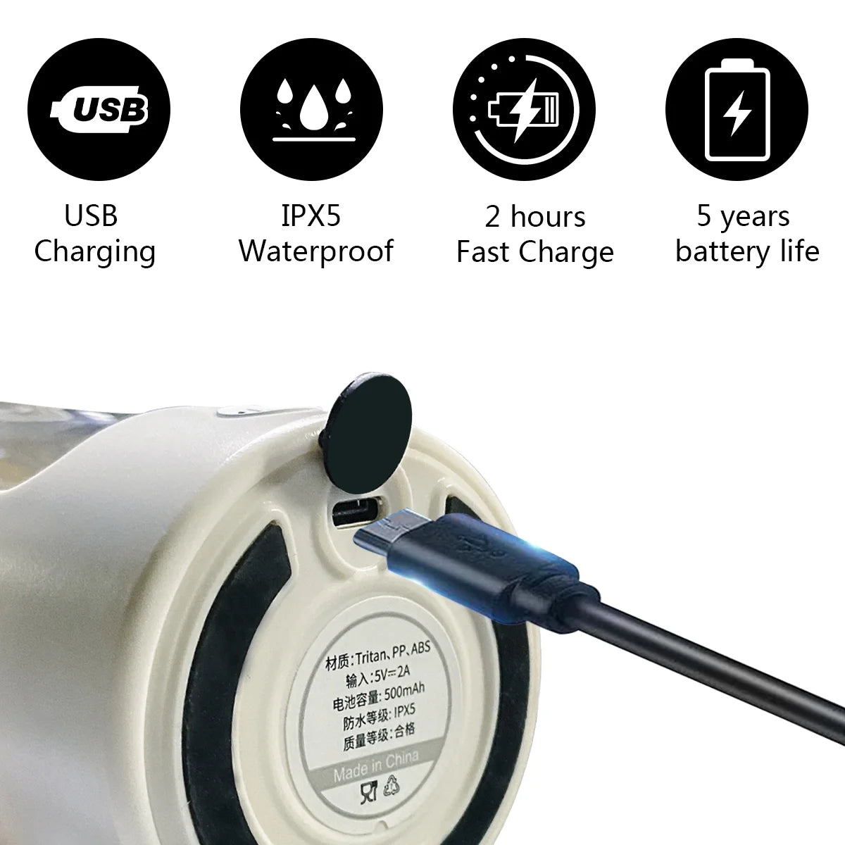 Electric Shaker Bottle for Protein ,Rechargeable Drink Mixer Cup for Coffee Milk Mixing,White